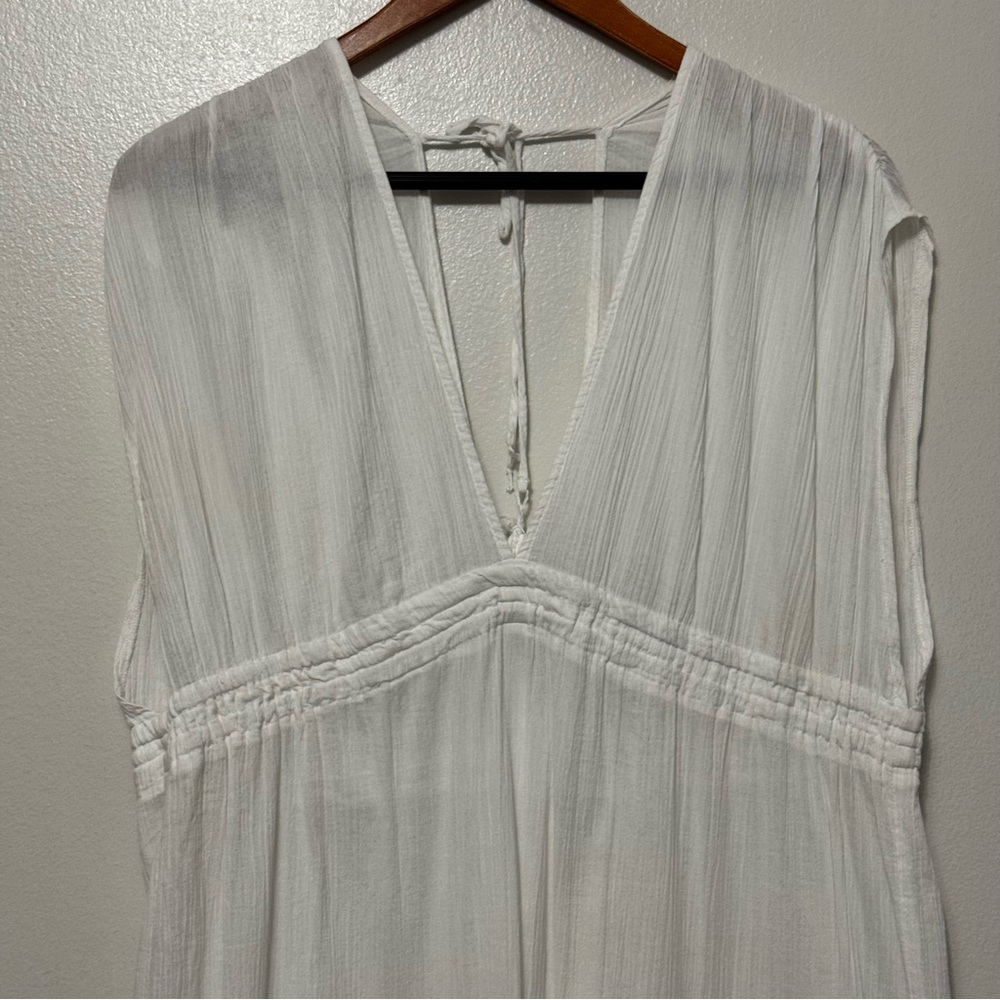 Kona Sol Maxi Dress Beach Resort Cover Up Womens Large Side Slits White Vacation - Picture 5 of 12